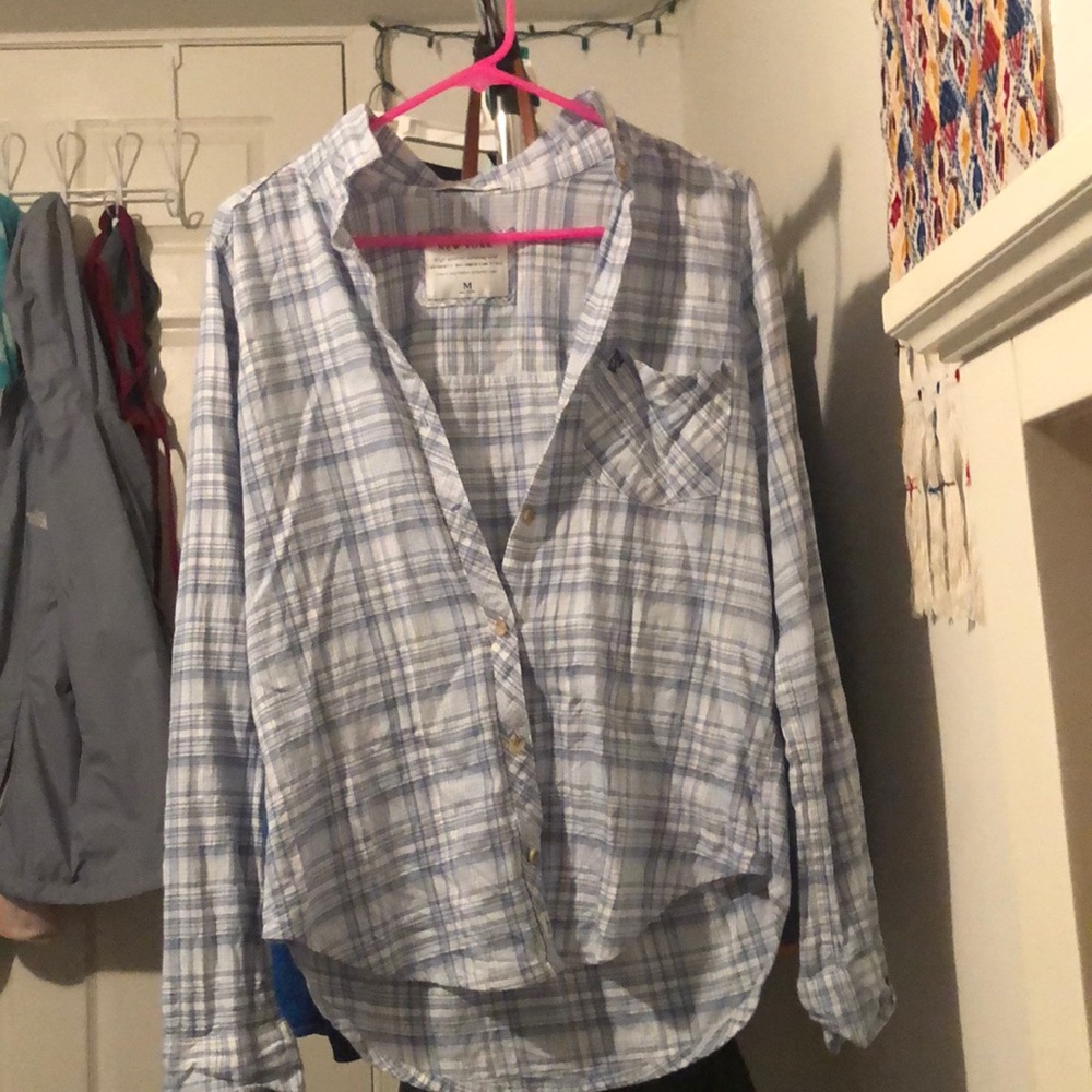 abercrombie blue and white flannel